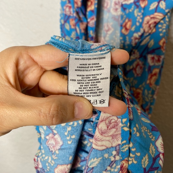 Sunday Mi Amor Blue Floral Open Back Halter Mini Dress XS - Picture 5 of 8